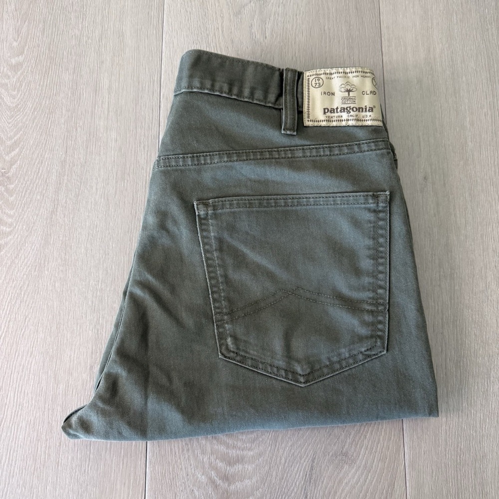Patagonia Pants Mens 31x30 Green Iron Clad Organic Cotton Straight Fit